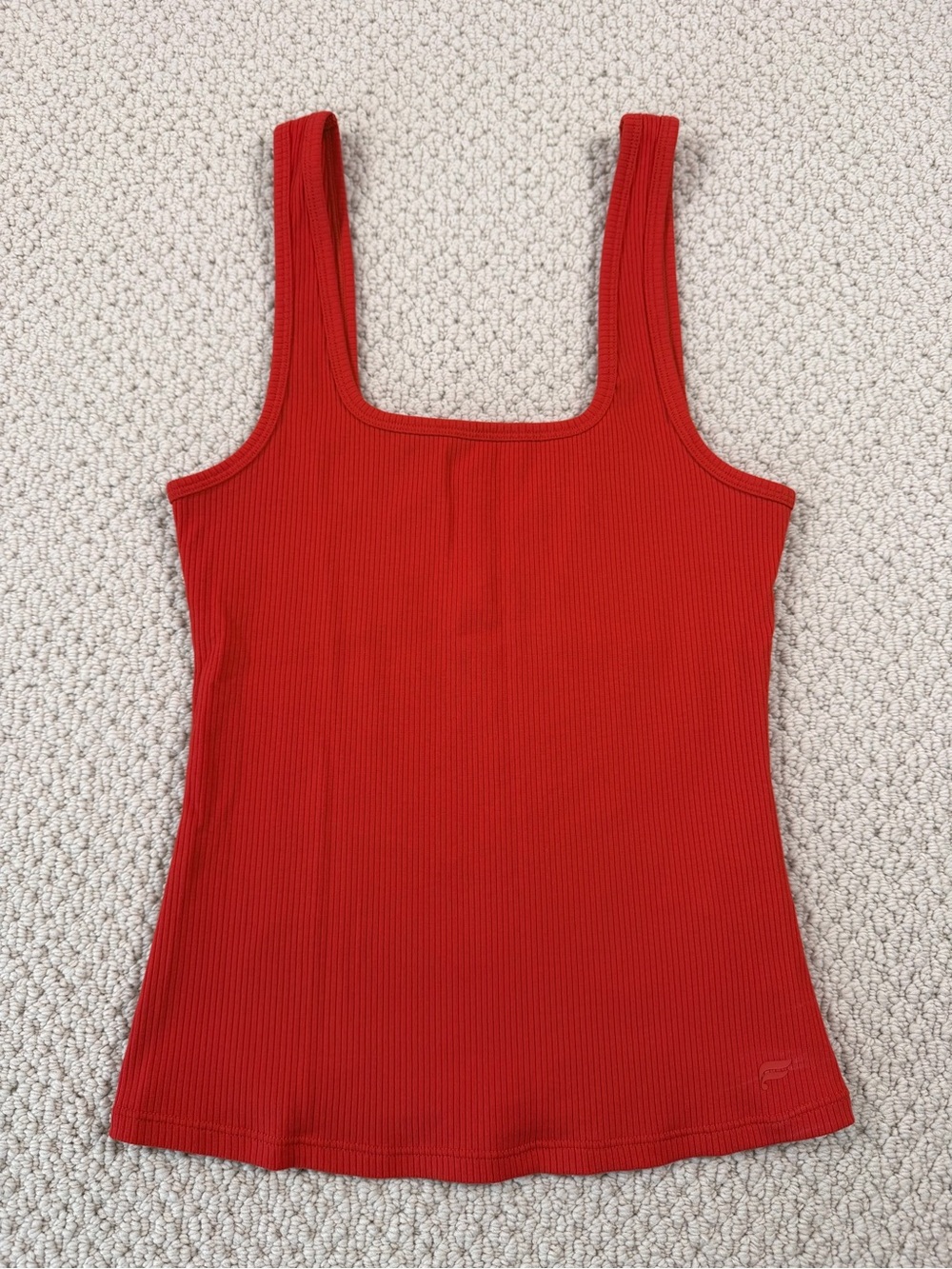 Fabletics Red Ribbed Square-Neck Tank